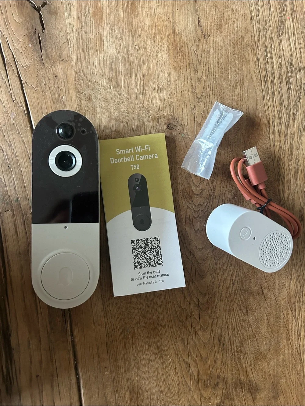 Smart Video Doorbell with Wireless Chime - Black and White